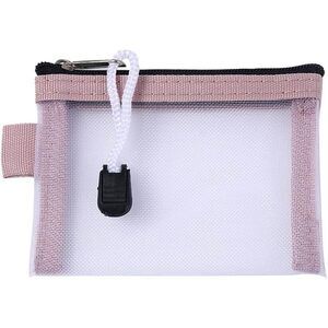 5390 Pink Mesh Storage Bags Casual Travel Mini Zipper Pouch Small Wallet